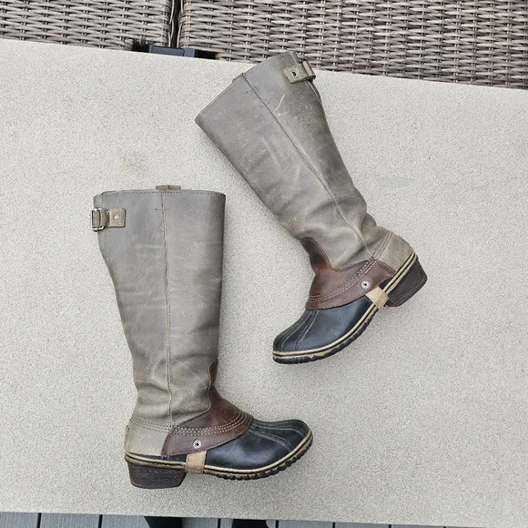 Stylish Gray and Brown Women's Boots-Snug Fit-may fit Size 8 better. - Picture 4 of 11